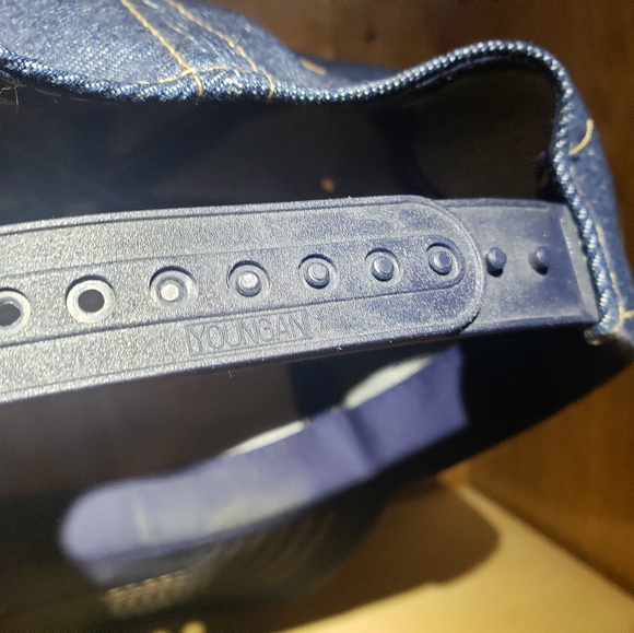 Vintage Denim Trucker Hat Cap SnapBack Blue Gold - Picture 7 of 8